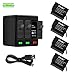 AILUKI GoPro Rechargeable Battery 4 Pack x 1500mAh and 3-Channel Charger for GoPro Hero 5 Black ,Hero 6 Black, Hero 7 Black ,Gopro 2018(Fully Compatible with Original) - Update Version