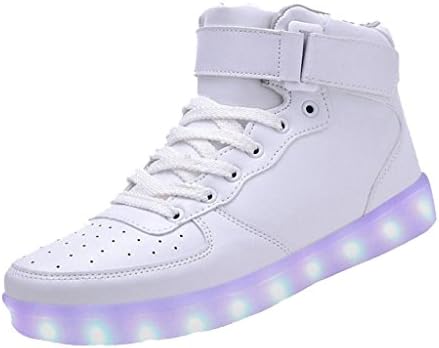 KGOING High Top Led Light Up Shoes 11 Colors Flashing Rechargeable Sneakers for Mens Womens white