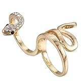 eManco Rings for Women Punk Statement Snake Double Fingers Alloy Jewelry Gold