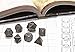 Forged Dice Co. Metal Polyhedral Dice Set of 7 - Storage Tin and Stickers - Metal Gaming Dice for RPG Games - Iron w/Red Numbers