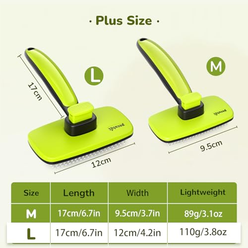 pecute Cat Brush for Large Dogs Cats and Dogs, Cat and Dog Brush with Stainless Steel Teeth, Non-slip Handle, Detangles Tangles and Reduce Falling by Up to 90%, Green