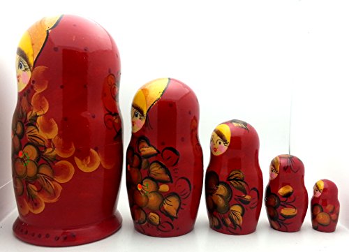 Russian Nesting Doll Matryoshka Hand Painted Nesting Doll set of 5 / Traditional 7 inch Tall