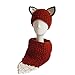 Jenny Shop Winter Kids Warm Fox Animal Hats Knitted Coif Hood Scarf Beanies for Autumn Winter, Wine Red