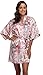 season dressing Floral Satin Kimono Robes Short Bridesmaid Robe for Parties Wedding Robes, Pink S/M