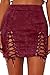 Almaree Woman's Sexy Cutout Lace Up High Waist Slim Fit Tight Mini Skirt Wine M