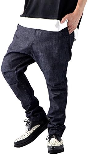 Amazon サルエルパンツ デニム サルエルパンツ メンズ サルエルパンツ 日本製 サルエル ジーンズ ジーパン ダンス L ネイビー ジーンズ 通販
