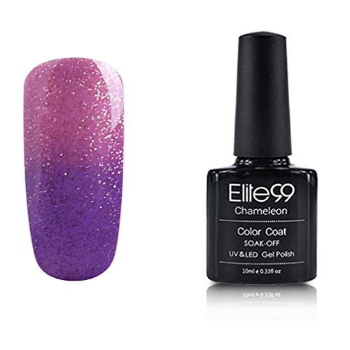 Elite99 Chameleon Temperature Color Changing Gel Nail Polish Soak Off UV LED Nail Art Lacquers 10ml Pearl Purple - Orchid