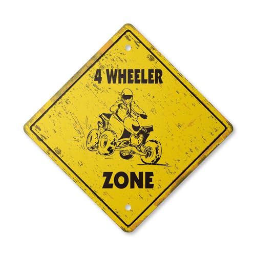 4 Wheeler Vintage Crossing Sign Zone Xing | Indoor/Outdoor Plastic | 14" Tall R…