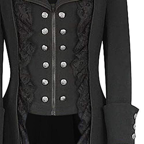 NUWFOR Tuxedo Gothic Tailcoat Jacket Steampunk VTG Victorian Coat Wedding Uniform for Winter/Fall(Black,M) - Thumbnail 2