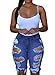 Dokotoo Womens Casual Denim Destroyed Bermuda Shorts Jeans Medium Denim