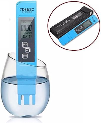 Inwish Water Quality Test Meter Digital Tool TDS &amp; EC Temperature 4 in 1 Set 0-9990 ppm Blue