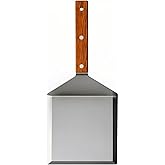 Extra Wide Spatula with Beveled Edges, Oversized Stainless-Steel Spatula with Wood Handle for Skillets, Griddles & Pancake Flipper for Burgers, Omelet, and Versatile for Culinary Task, 6 x 5-inches
