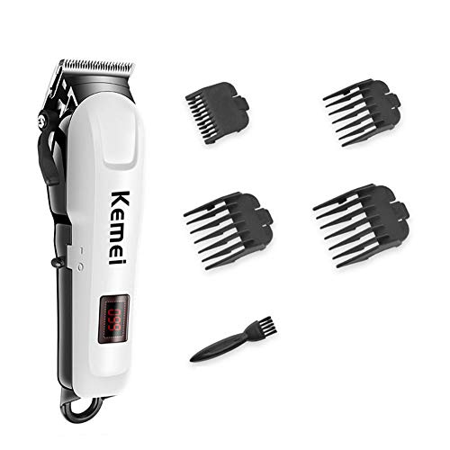 KEMEI Men's Low Voice Rechargeable Hair Clipper Razor LCD Display Cordless Electric Professional Shaver Beard Trimmer Grooming Shaving Machine Self Hair Cutting Haircut Trimmer Cutter
