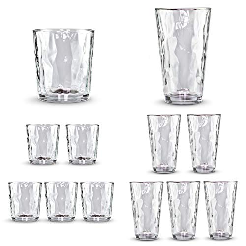 Clear Drinking Glass 12-pc Set - 6 Heavy Based Highball and 6 Double Old Fashioned Glassware for Whiskey, Scotch, Juice - Ideal for Dinner, Parties, and Special Events