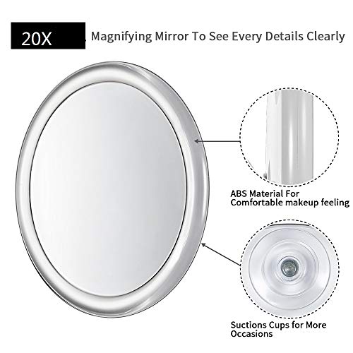 Uarzt Makeup Vantity mirror, 20X Magnifying Mirror detachable beauty mirror 4 Inch Round Makeup Cosmetic Mirror for Bathroom or Bedroom Table (20X)