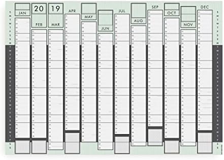 Utility (Grey/Green) 2019 Wall Planner A1 or A2 Non-Laminated (A2 Blank Planner)