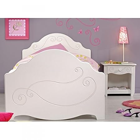 Kinderbett Celina 90*200 cm MDF Holz inkl Nachtkommode weiß Jugendbett Jugendliege Bettliege Mädchenbett Bett Nako Jugendzimm