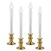 612 Vermont Ultra-Bright LED Window Candles with Timer, Battery Operated, Metal Base, White Candlestick, Adjustable Height (Pack of 4, Polished Brass)