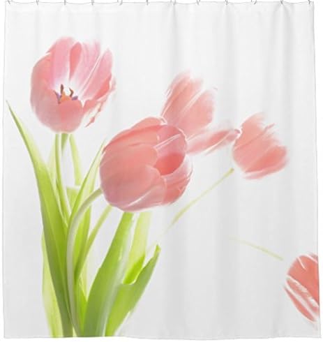 Pink tulip flower shower curtian shower curtain,60 by 72 inch.