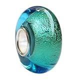 Beautiful Ocean Sea Golden Beach Murano Glass Bead Charm Fits Pandora Bracelet