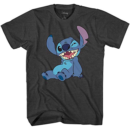 Disney Lilo and Stitch Winky Wink Adult T-Shirt (Extra Large, Charcoal Heather)