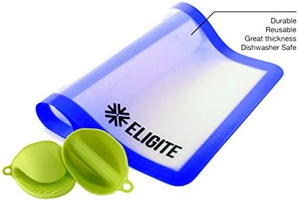 Silicone Baking Mat Sheet by Eligite - 16.5" x 11" - Non-Stick, Heat-Resistant Oven Mat - Mess-Free Food Prep - Perfect Results &amp; Reduce Cleanup Baking Sheet, comes with a FREE ebook! (Blue)