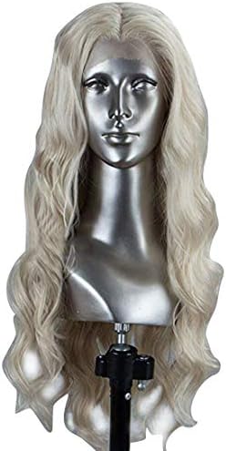 Chengleilei Women Girl's White Long Blonde Curly Queen Hair Halloween Cosplay Costume Wig (Color : As-pictured)