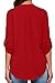 Dokotoo Womens Casual Chiffon Ladies V-Neck Cuffed Sleeve Blouse Tops Medium Wine,Wine,(US8-10)M