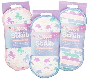Vivid Clean & Scrub Microfibre 2 in 1 Antibacterial Pad - Unicorn & Stars Design Pack of 3