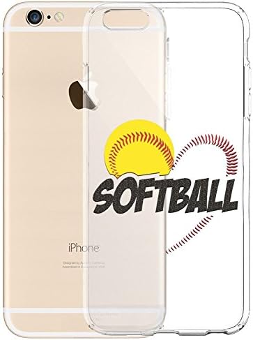 iPhone 6 4.7 Case,,Softball Heart Pattern Clear TPU Protective Bumper[Slim Fit] Case For iPhone 6/6s 4.7