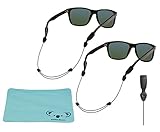 Chums Orbiter Adjustable Eyewear Retainer Wire Sunglass Strap | Thin Eyeglass and Sports Glasses Cable Holder Keeper Lanyard | 2pk Bundle + Cloth