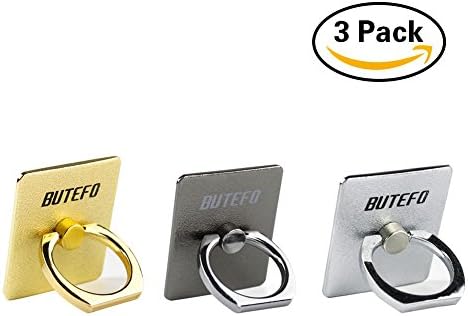 BUTEFO (3 Packs) Smart Ring Stand Holder - Mobile Phone Ring Stent - Anti-theft Clasp - Anti-drop - 360 Degree Rotating Complete Metal Material for any Smart Devices (All Metal - Gold+Silver+Gray)