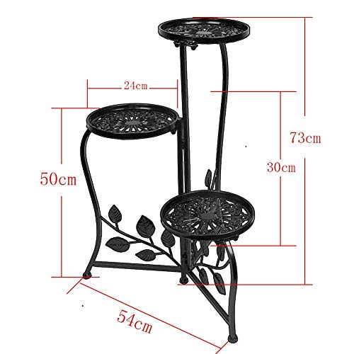 DAZONE Black 3-Tiered Indoor/Outdoor Plant Stand, 11 Inch in Height - Holds 3-Flower Pot