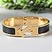Best H Buckle Bangle Bracelets for Womens Stainless Steel Enamel Bracelet 12MM (Gold+Black)