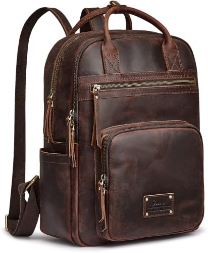 S-Zone Brown Leather Backpack - Everyday Carry Amazon.com: S-ZONE Leather Backpack Purses for Women  main image 2