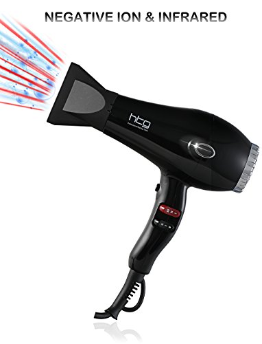 HTG Professional Quick Dry Hair Dryer 1875W With Negative Ions With Far Infrared Heat 2 Speed and 3 Heat Setting AC Motor Hair Blow Dryer 110V HT039A