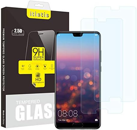 iTieTie Screen Protector for P20 [2-Pack] [Bubble Free] [High Definition] [Anti Scratch] [9H Hardness] Premium Tempered Glass Screen Protector Compatible with Huawei P20