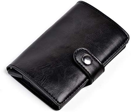 ElkIsComing Credit Card Holder RFID Blocking Wallet Slim Wallet PU Leather Vintage Aluminum Business Card Holder Automatic Pop-up Card Case Wallet Security Travel Wallet