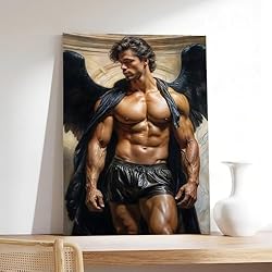 HMLZSJ Nude Muscle Male Torso Portrait Art Gay