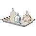 mDesign Bathroom Vanity Storage Organizer Canister Jars and Vanity Tray Set for Cotton Swabs, Cotton Rounds, Cotton Balls, Makeup Sponges, Bath Salts, Guest Towels, Perfume - Set of 3 - Clear/Brushed