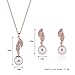 KAVANI Women's Rose Gold Silver Plated Heart-Shaped Leaf Pearl Zircon Jewelry Set Pendant Necklace Earring Set