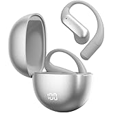 Piluyaa Open Ear Earbuds Bluetooth AI Ear Buds 60Hrs Playtime Wireless Over Headphones with Earhooks IPX7 Waterproof Touch Control Air Conduction Sport Headsets Earphones for Workout Running Grey