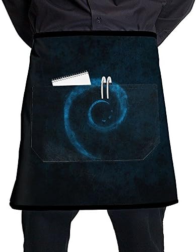 Waist Short Apron Half Chef Apron Blue Spiral Cooking Apron With Pockets Home Kitchen Cooking Pinafore