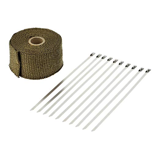 YKT-AL023 5mx5cmx1.5mm Exhaust Muffler Pipe Heat Insulation Adhesive Tape Titanium Fibre Car Motorcycle Heat Insulation Tape JBP-X