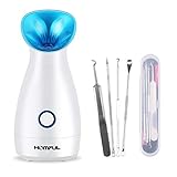 HOMFUL Upgraded Nano Ionic Facial Steamer Warm Mist Humidifier Atomizer Humidifier Moisturizing Face Spa Steamer Blackhead Remover Kit