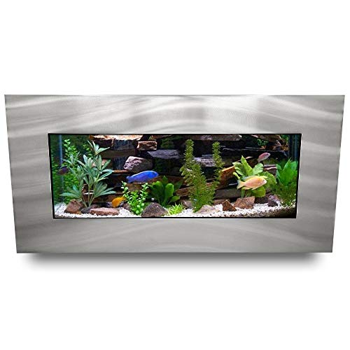 Aussie Aquariums AA-Skyline-BSILVER 2.0 Wall Mounted Aquarium, Brushed Silver
