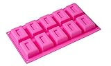 Moldiy 10 Cavity Food Grade Concave Silicone Soap Cake Mold Rectangular Baking Mould for Home Diy