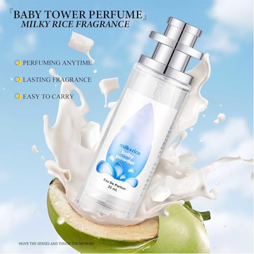 LBOYLOVE® Long Lasting Baby Powder Fragrances, Fresh and Light Scent Baby Tower Perfume, Long-lasting Moisture & Fragrance - Gift for Women Gentle Baby Powder & Floral Notes 35ml