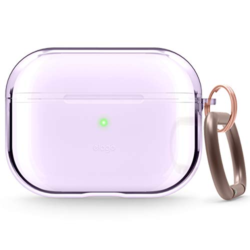 elago Compatible with AirPods Pro Case Clear - High Rating, TPU Transparent Shockproof, Protective Case Cover with Keychain, Gel Tape Included, Wireless Charging [Lavender]