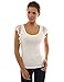 PattyBoutik Women Scoop Neck Flutter Tank Top (Ivory Small)